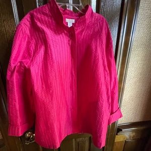 Pink Tucked Jacket with Cuffs and Front Buttons